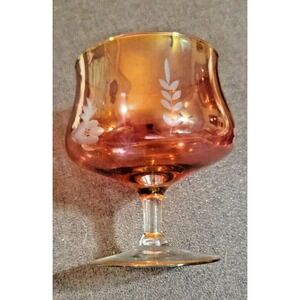 Shrimp Cocktail Chillers Set of 6 Rose Crystal Glasses w 22K Gold Trim & Etched